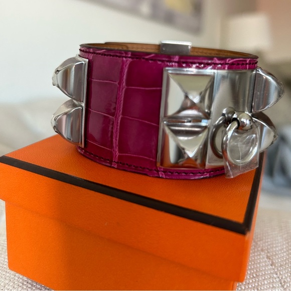 HERMES COLLIER DE CHIEN CROCODILE BRACELET NEW! - Picture 3 of 17